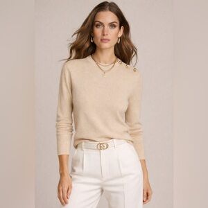 DONNA KARAN Women's Cashmere-blend Sweater In Heather Biscotti